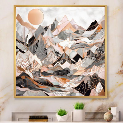 «Rose Gold Metallic Mountains I», reproduction sur toile