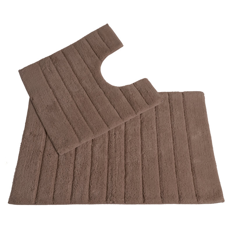 Linear Ribbed Two Piece Bath Mat Set, Mocha