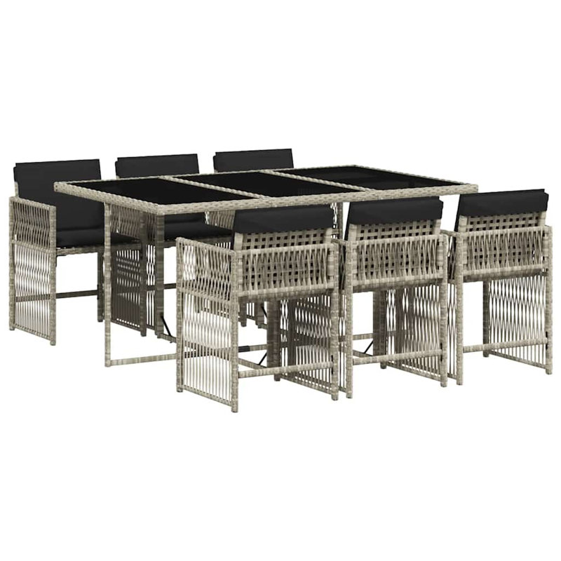 Patio Dining Set with, Light Grey, Black