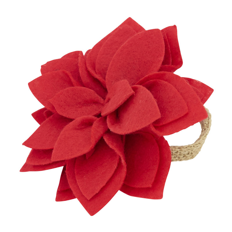 Rond de serviette Felt Blossom (ensemble de 4), Rouge