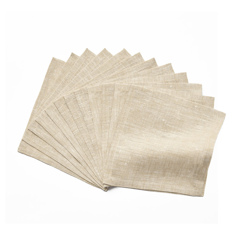 100% Pure Linen Cocktail Napkins - Athena, Champagne Beige