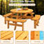 Repas de camping extérieur pour 8 personnes, création en bois massif, table de 43,3 pouces, quatre bancs, ensemble de fixation pour 2 parasols, bois de sapin,