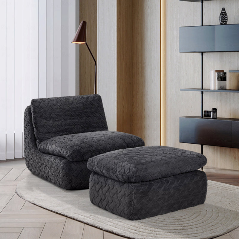 Fauteuil d'appoint à compression complète avec pivot et repose-pieds, Noir