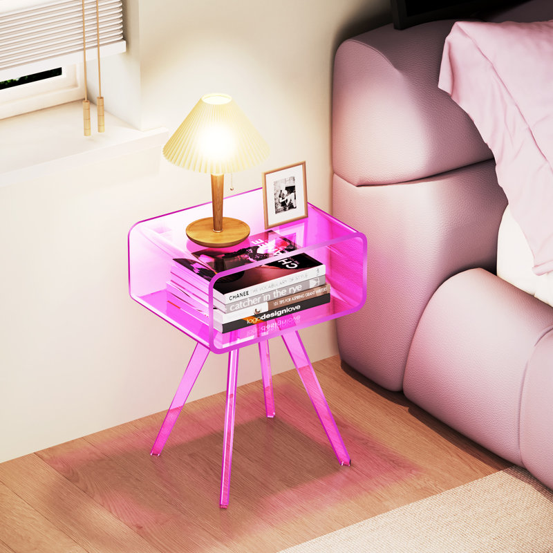 Table d'appoint en acrylique, table de chevet en acrylique pour la chambre à coucher, Rose