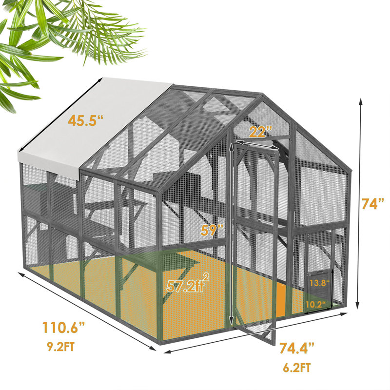 Grande maison de chat d'extérieur l 110,6 po x P 74,4 po x H 74 po