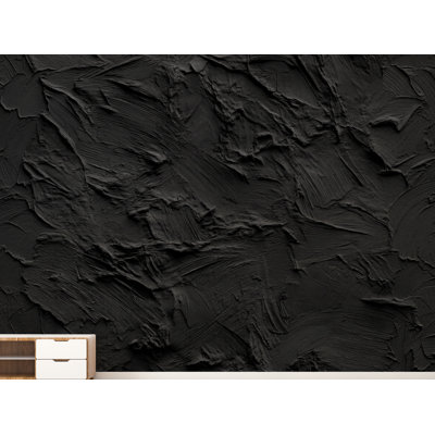 Papier peint adhésif noir texturé noir | Murale plâtre anthracite foncé | Papier peint moderne minimaliste 1145DRS
