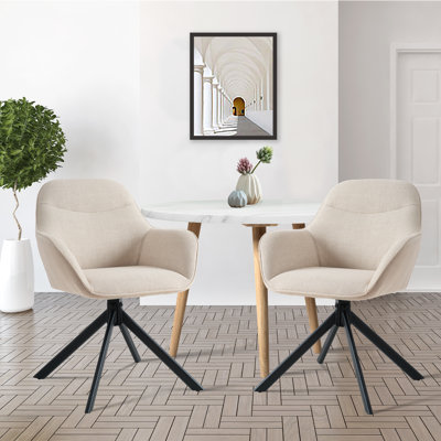 48.5cm H Swivel Upholstered Dining Chair with Ergonomic Back