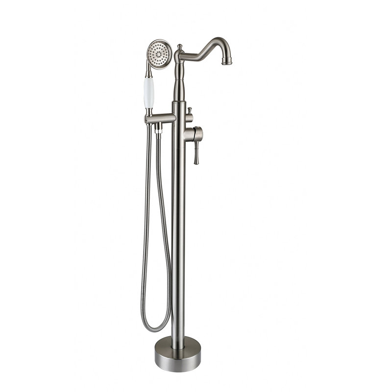 Freestanding Bathtub Faucet With Hand Shower, Brushed Nickel