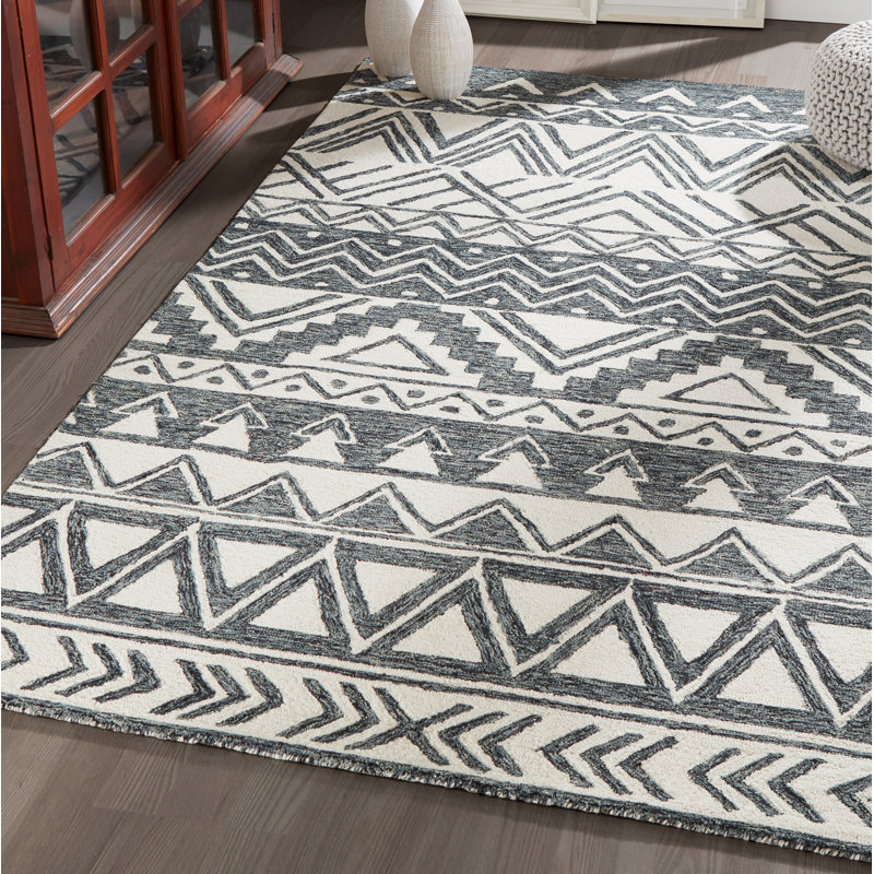 Adhley Wool Geometric Indoor Rug, Rectangle 9' X 12'