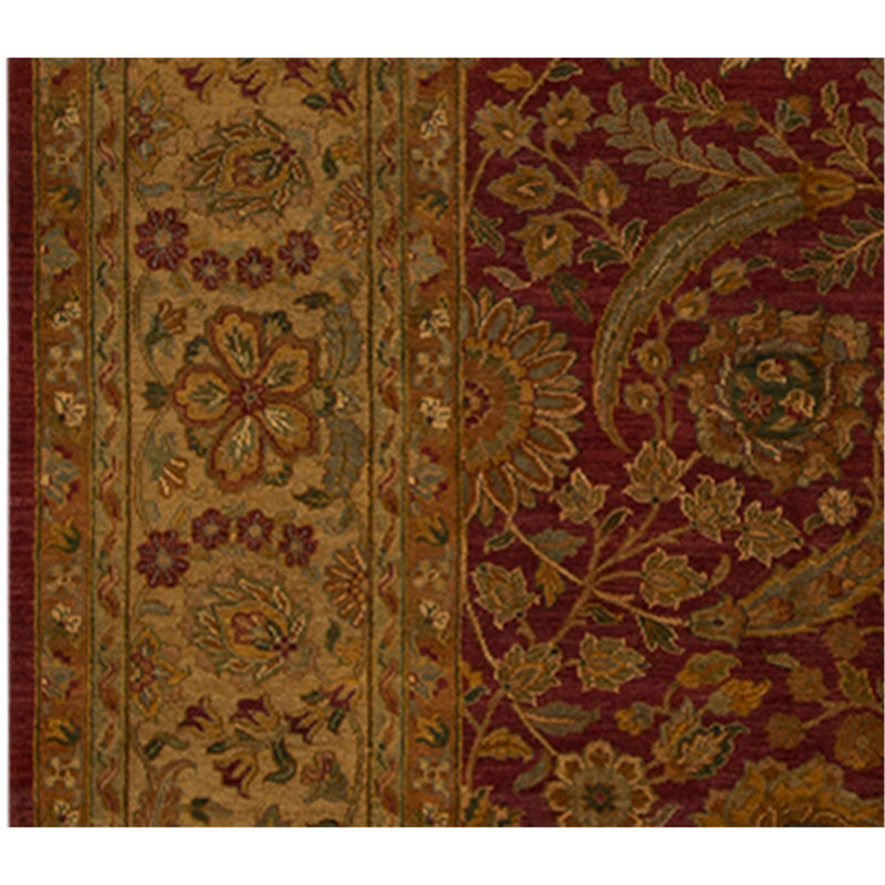 Hand Knotted Wool Oriental Area Rug in Red And Gold