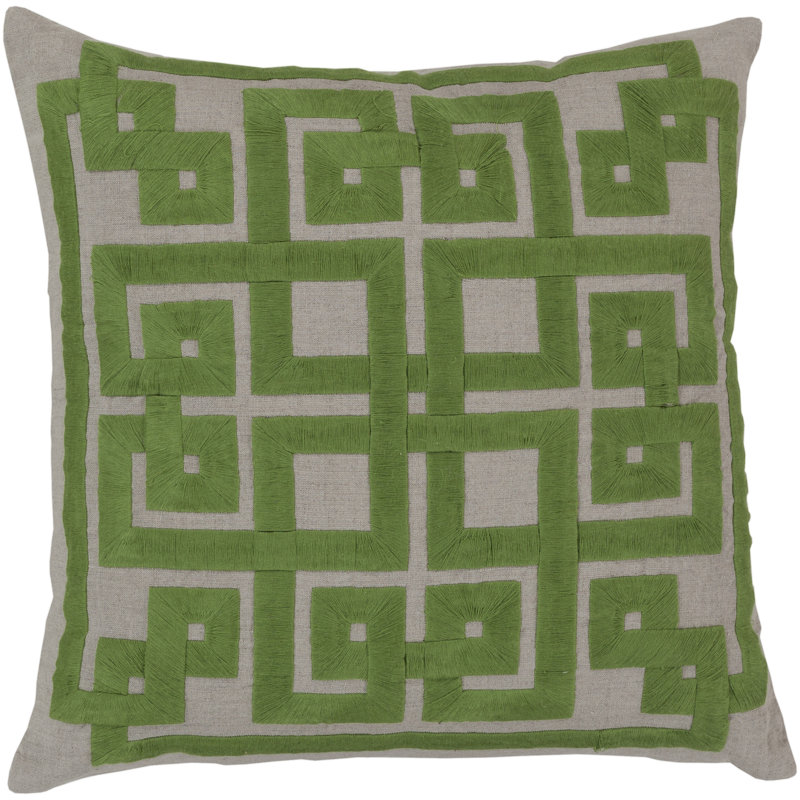 Coussin décoratif en lin, H 22 po x l 22 po x P 4 po, Avoine / Péridot, Duvet