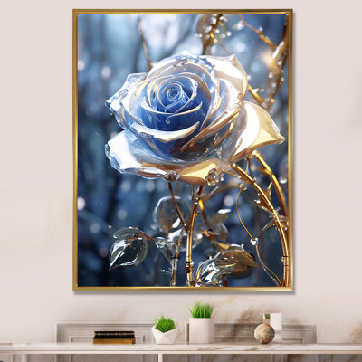 Rose bleue dorée qui brille dans la lumière du matin I