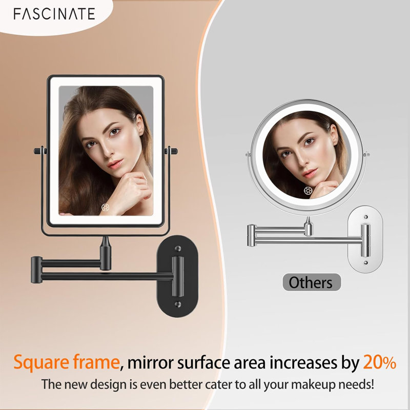 Miroir de maquillage mural pour salle de bain Aaliegha, Noir