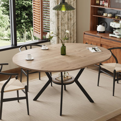 Table de salle à manger 42,5 à 58,2 pouces avec rallonge pivotante et rallonge pour 6 à 8 personnes