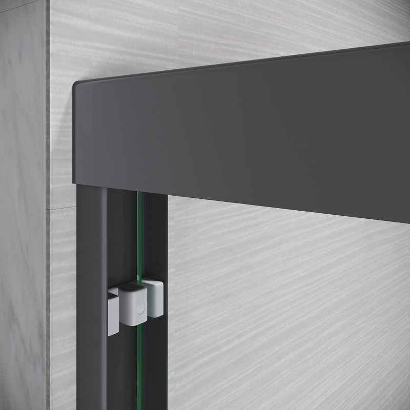 Sliding Shower Glass Door 4448 In. W X 72 In. H, Adjustable Semi Frameless Shower Door, Certified Thick Clear Clear Tempered Glass, 304 Stainless Steel Handles, Black Finish