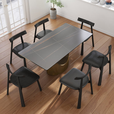 Ensemble de table de salle à manger 7 pièces 7 pièces avec 6 chaises en similicuir