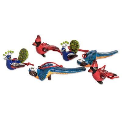 Ensemble d'ornement suspendu en céramique 6 pièces Plumage