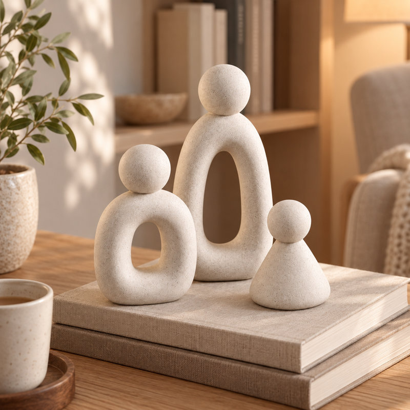 Ensemble de 3 figurines abstraites de famille
