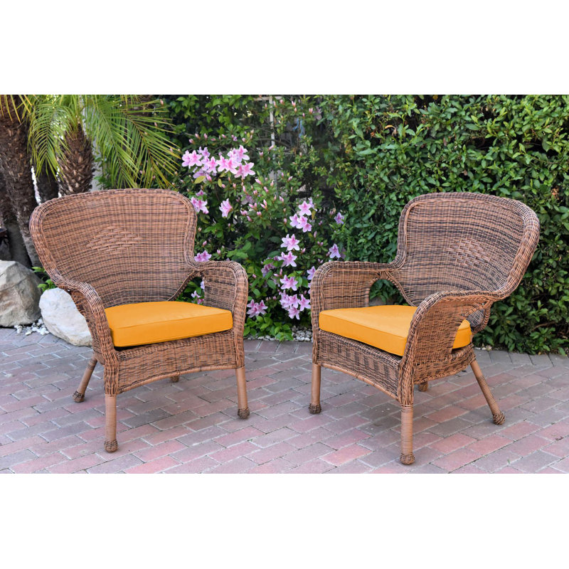 Batchelder Wicker Outdoor Lounge Chair, Sage Green, Honey