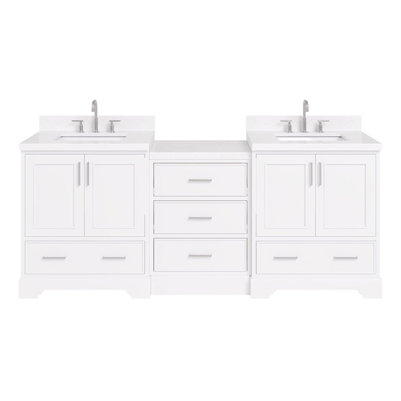 Meuble-lavabo simple 85 po 24 po Peighton et inclinable 2 po 31 po CWQZ Peighton Peighton, Rectangulaire, Blanc