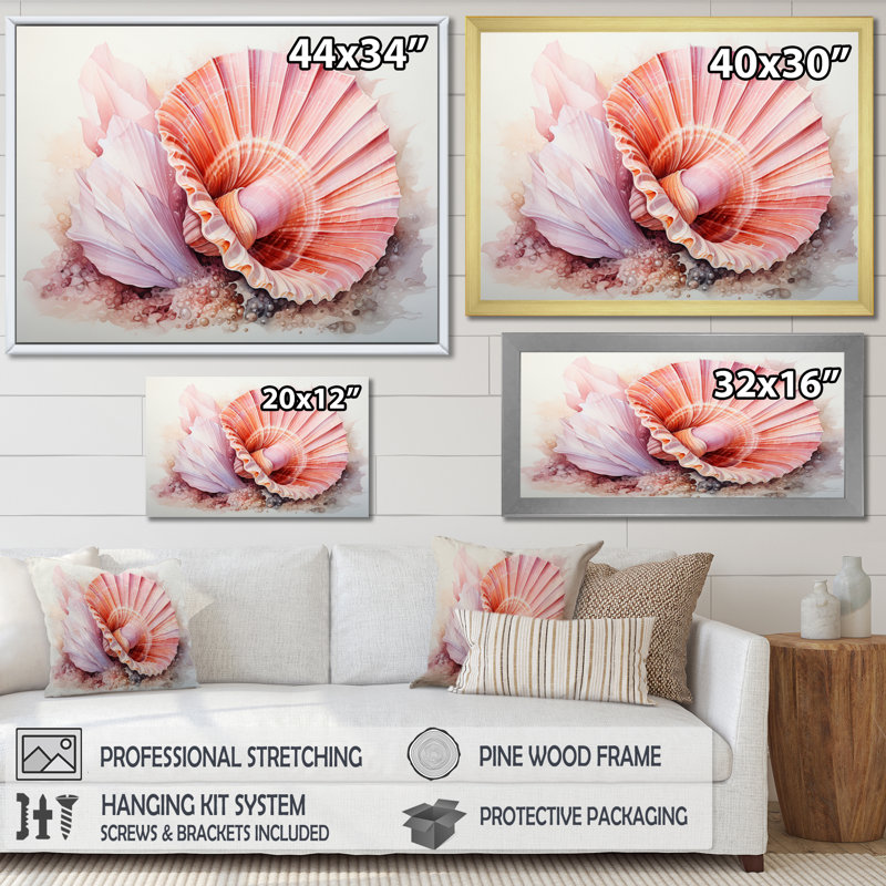 Seashell, impression sur toile bord de mer, reproduction de plage pêche - sérénité pêche, Cadre flottant noir