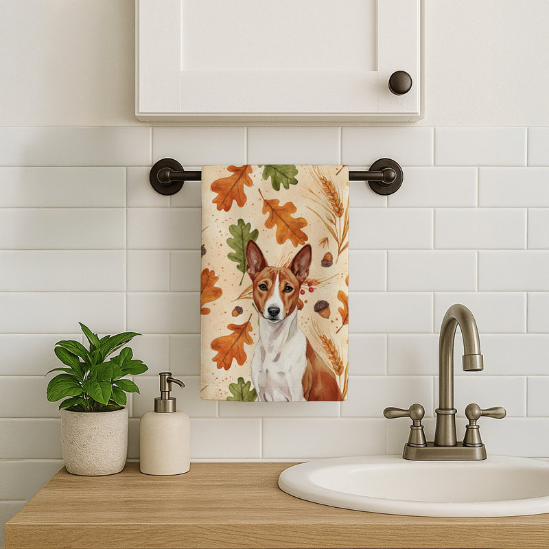 Serviette de cuisine rouge et blanche Basenji, Red and White Basenji