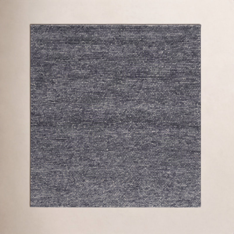 Tapis gris foncé fait à la main Elle, Carré 6 pi