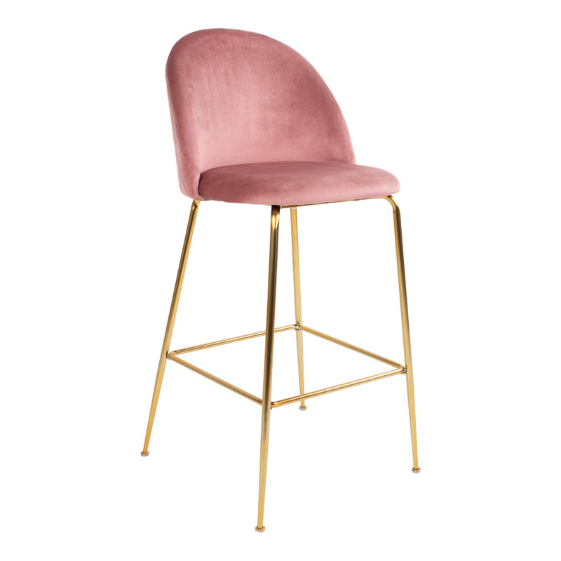 Pontefract Upholstered Counter Stool with Metal Frame, Brass, Rose