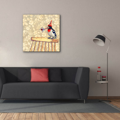 «Epic Graffiti» «My Bird Likes To Party» par Marvindale, art mural sur toile, 37 po x 37 po