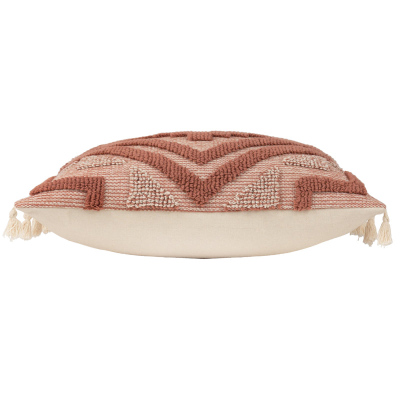 Geometric Square Throw Pillow Cover, Brick