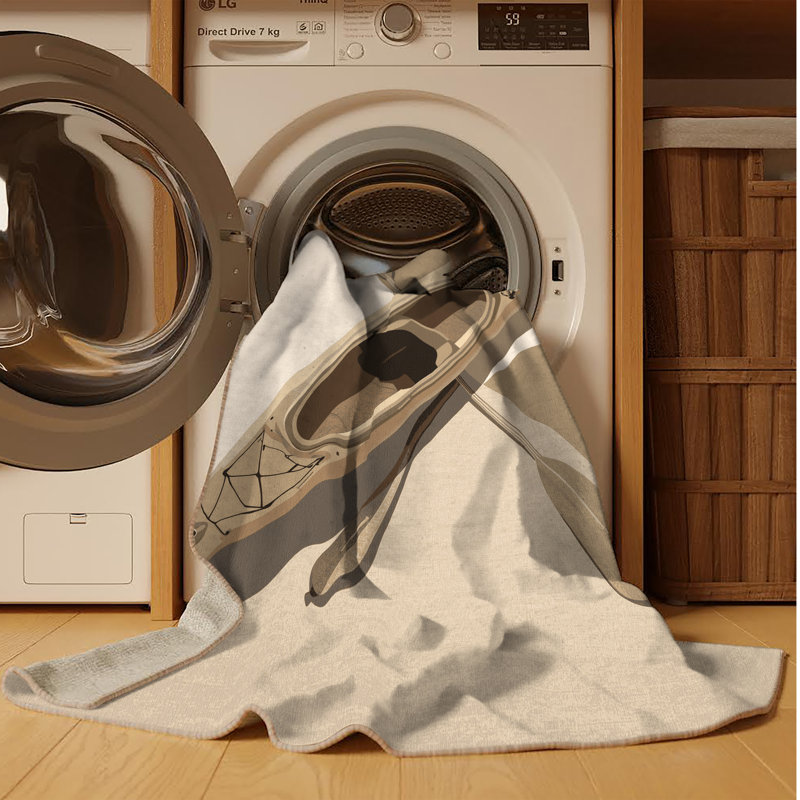 Tapis beige moderne lavable à la machine Maurice Kayak - reliure beige, 2 x 5