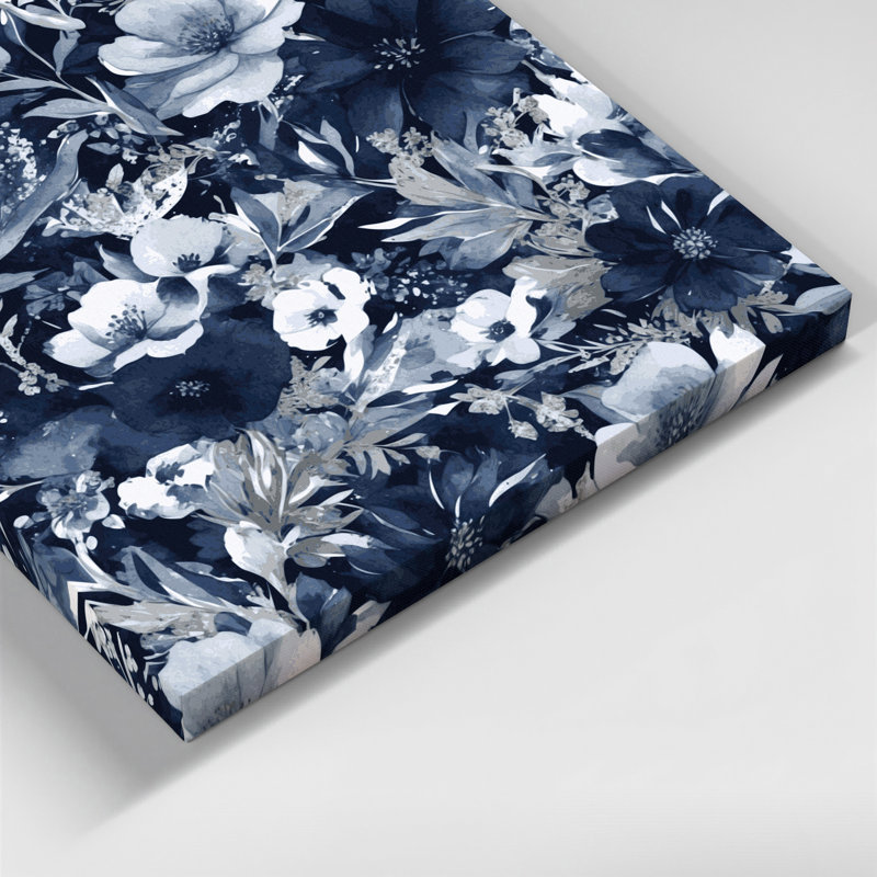 Aquarelle florale, art mural gris sur toile 61, H 12 po x l 12 po