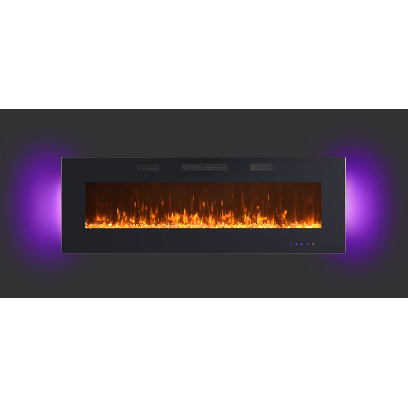 Black Electric Fireplace, 20" H x 60" W x 4.02 D