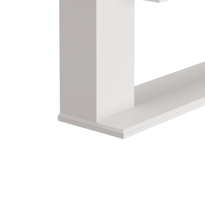 Meuble télé 71 po blanc Horvath avec foyer électrique linéaire 50 po, console média moderne Glam