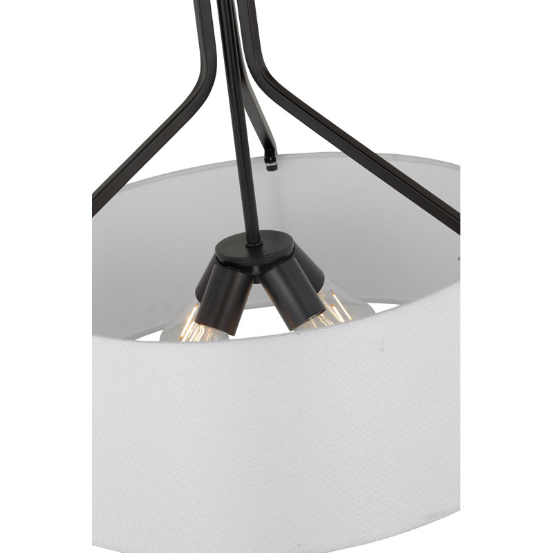 Luminaire suspendu tambour unique à 4 lumières, Noir mat