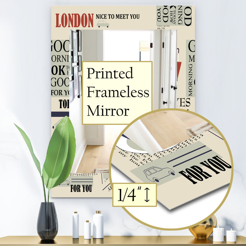 Miroir décoratif rétro de londres, H 32 po x l 24 po
