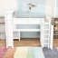 Lit mezzanine en bois avec bureau, garde-robe, charge USB et tablettes de rangement-1396242354