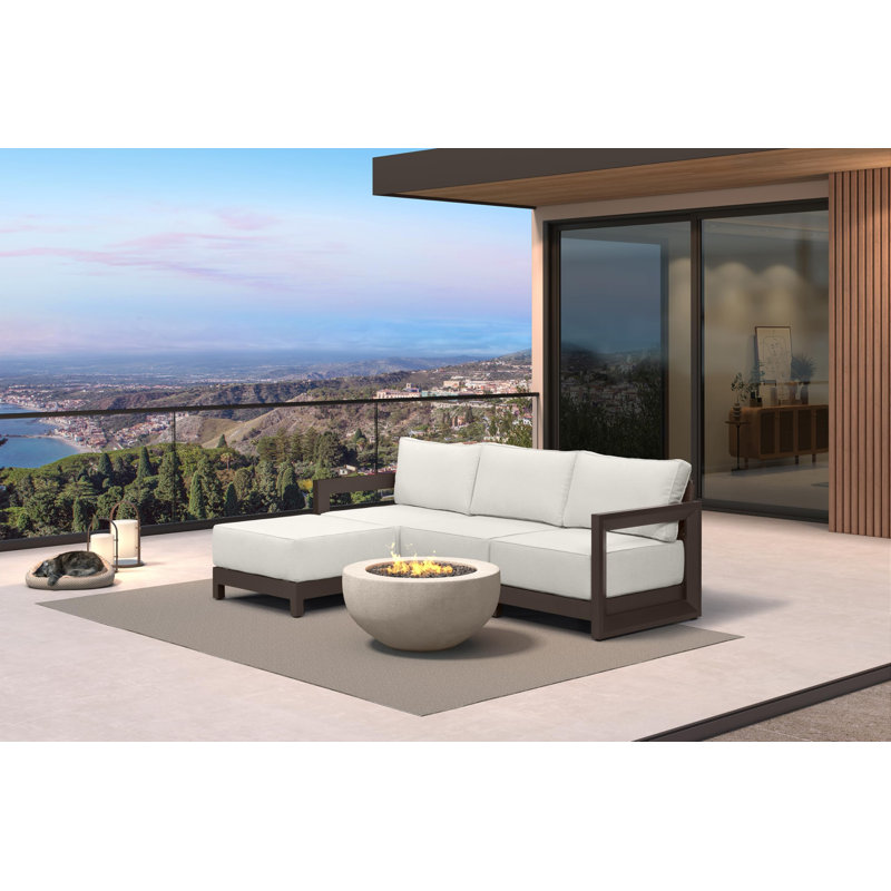 PURPLE LEAF Patio Furniture Set Open-End Outdoor Couch With 9.6" Thick Cushion And Soft Pillows Outdoor Sectional Sofas Modern Outdoor Conversation Sets For Yard Porch Deck, Bronze