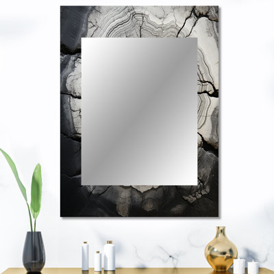Géode de pierre grise minimalisme - grand miroir mural en pierre spirituelle, miroir traditionnel unique, impression d'art en métal
