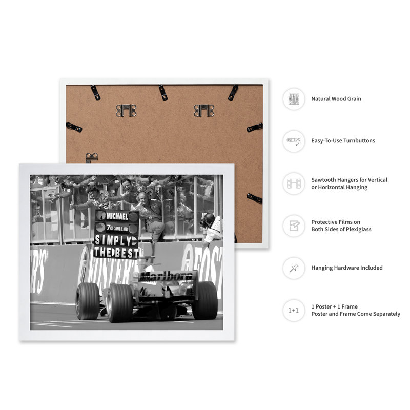 Car Racing sur circuit, Poster, White Framed, 16"H x 20"W