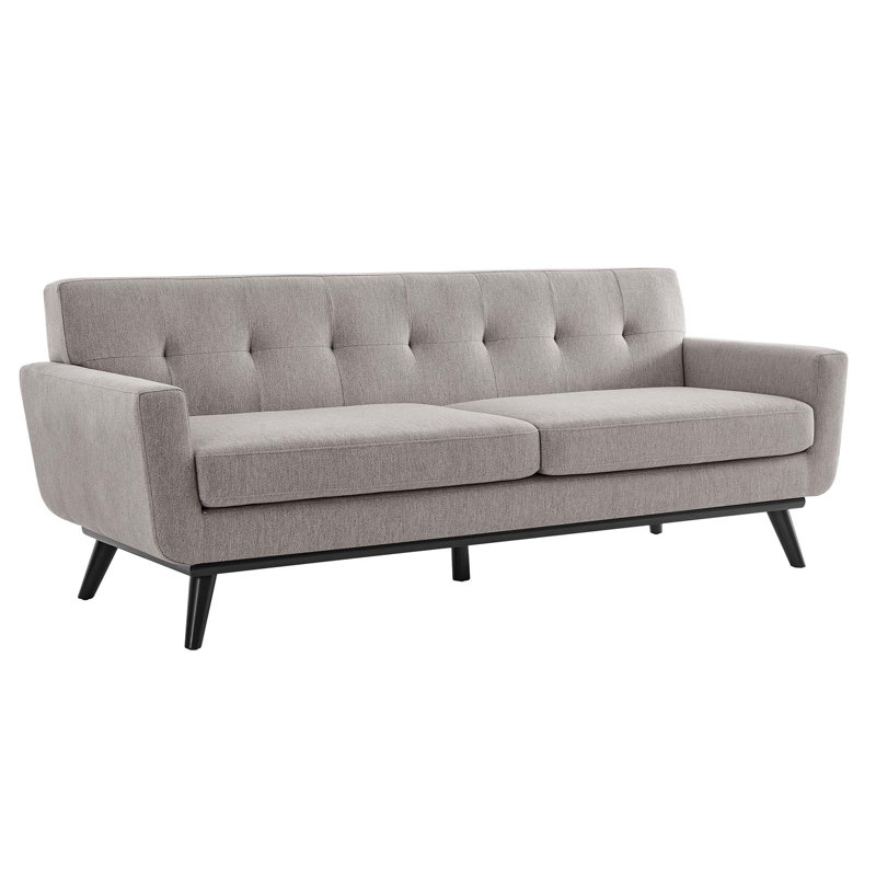 Engage Herringbone Fabric Sofa, Light Gray Fabric