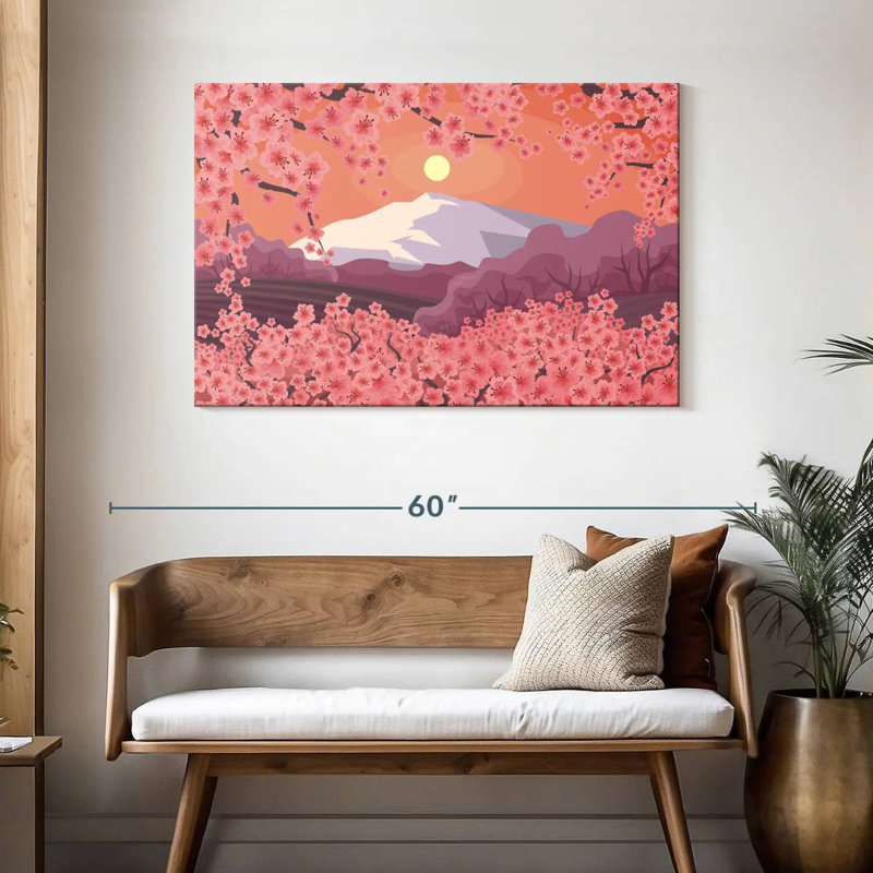 Paysage de cerisiers Harnek au Japon, H 30 po x l 45 po