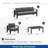 All-Weather 4-Piece Modern Metal Patio Furniture Set,  5-Seat Conversation Sofa With Thick Gray Cushions & Gray Frame And Coffee Table-1340101346
