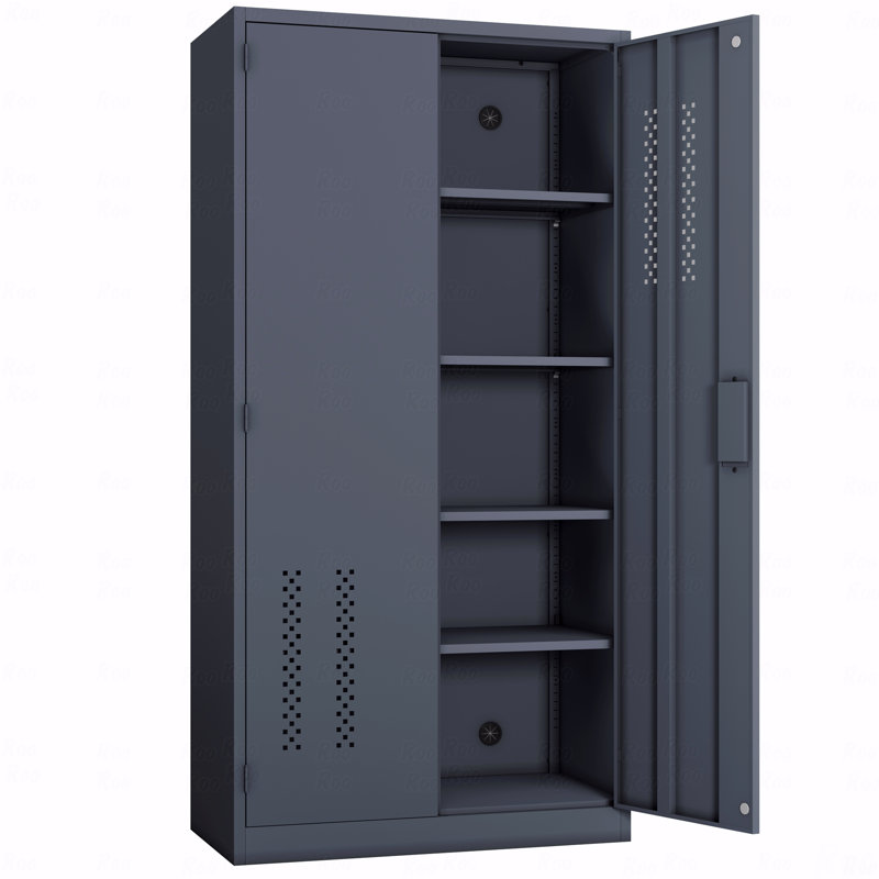Armoire de rangement en métal avec 2 portes et 4 tablettes réglables - Classeur en acier verrouillable 71,96 po