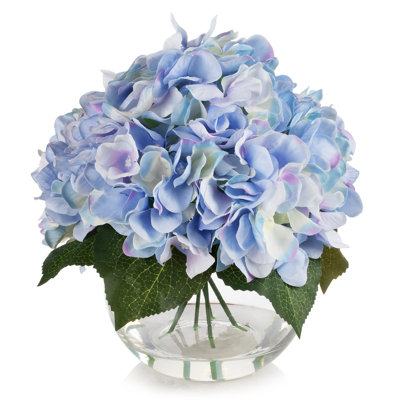 Faux Silk Hydrangea Arrangement in Vase