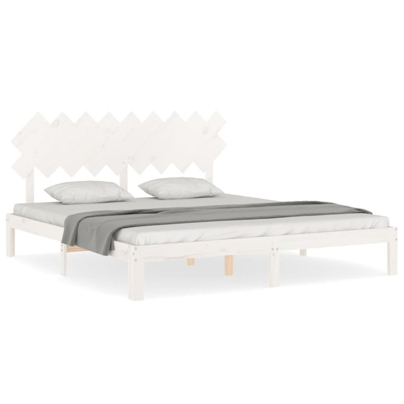 Bed Frame with Headboard, Small Double (4'), White