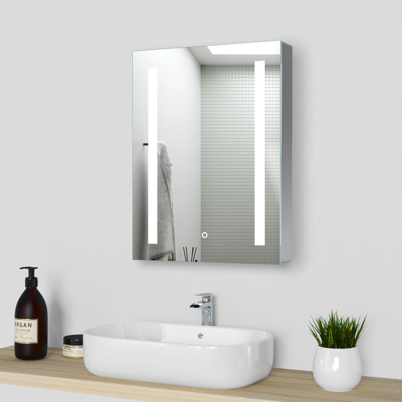 Nowthen W H Surface Framed Medicine Cabinet Mirror 2 Adjustable, 60cm H x 45cm W x 12cm D
