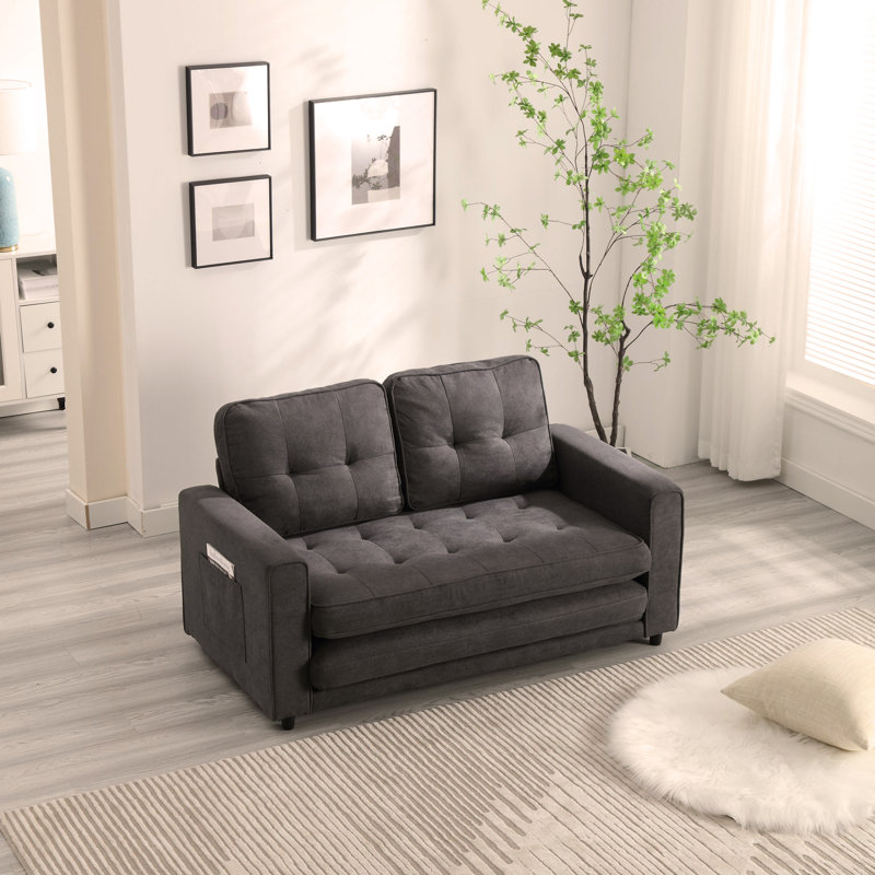 Ilionora 55'' Velvet Sofa, Dark Brown