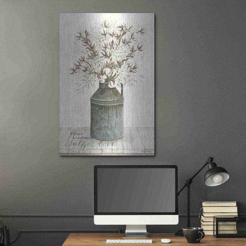 «Gather Love Cotton Bouquet» par Cindy Jacobs, art mural en métal, H 36 po x l 24 po