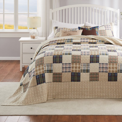 Greenland Home Fashions Oxford Taupe 3-Piece Queen Size Quilt Set 90x90 + 20x26 (2)